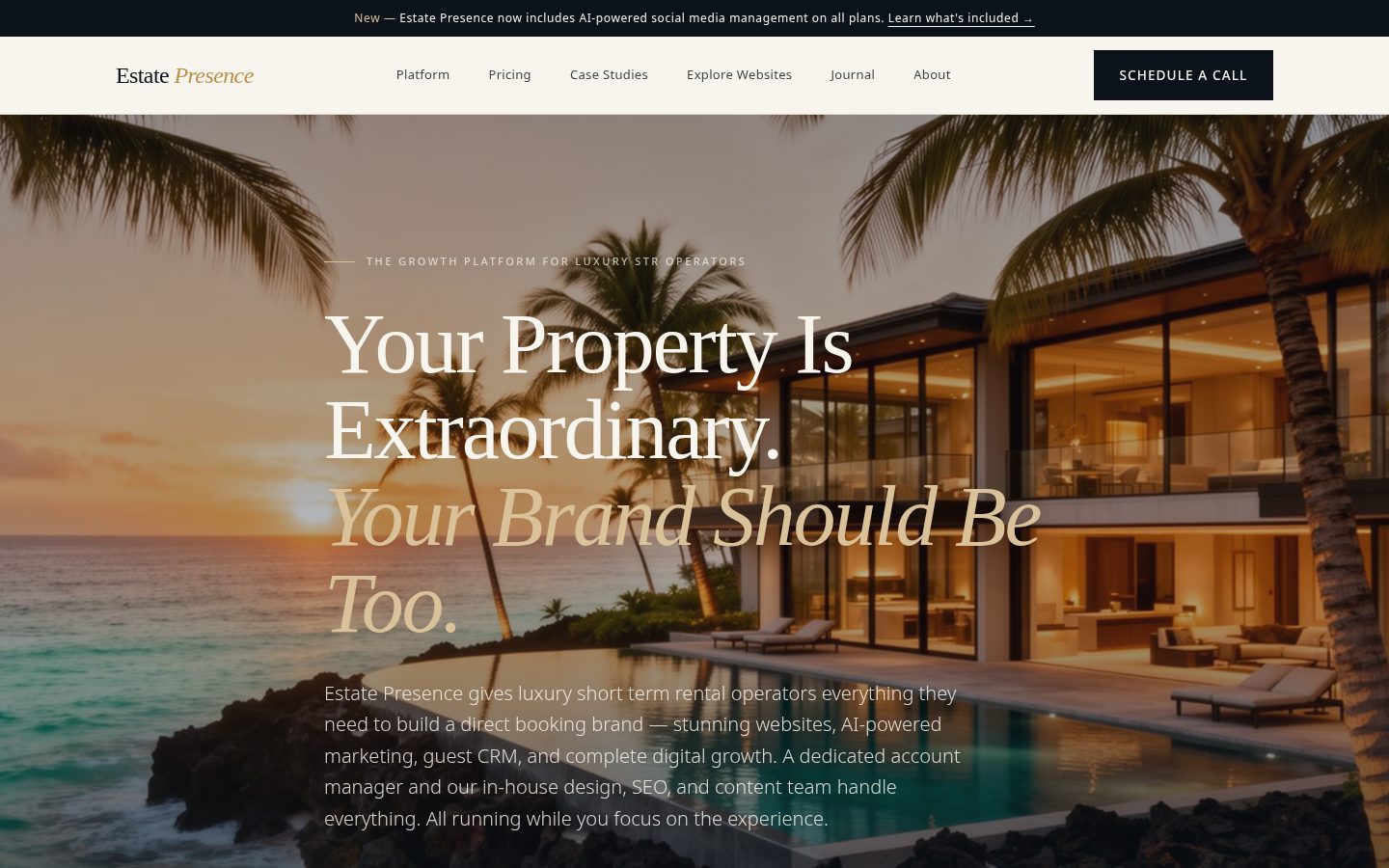 Estate Presence homepage hero